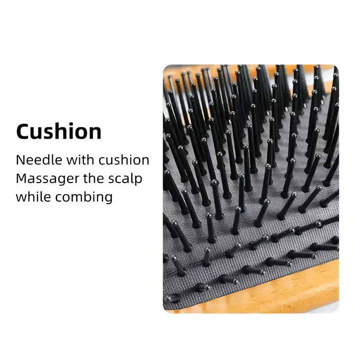 wooden paddle scalp massage comb air cushion detangling hair brush wooden hairdressing comb for salon home use for women men details 3