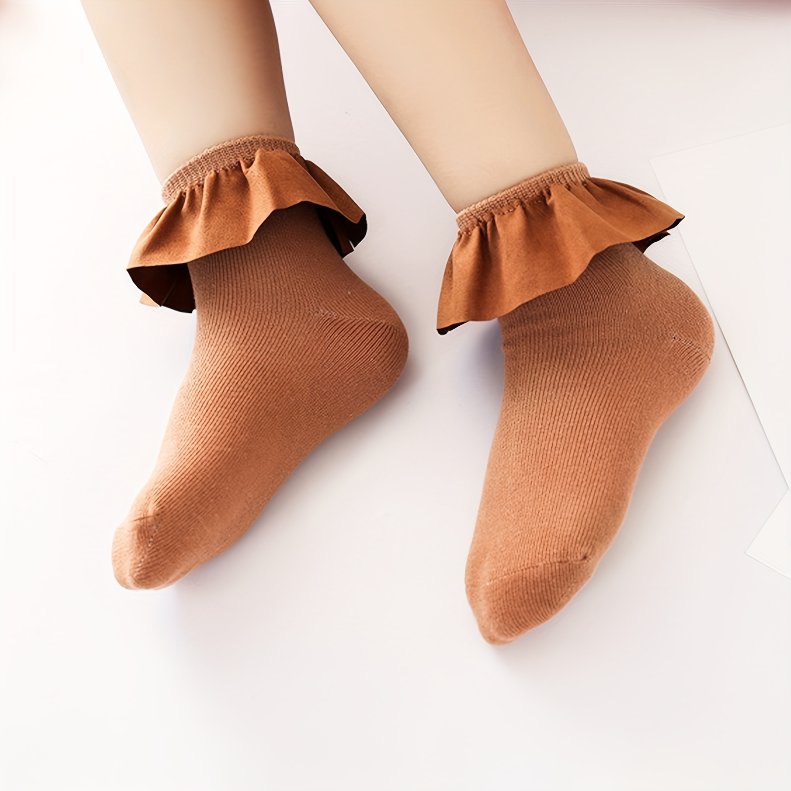 Girls Kids Lace Ruffled Boneless Princess Socks