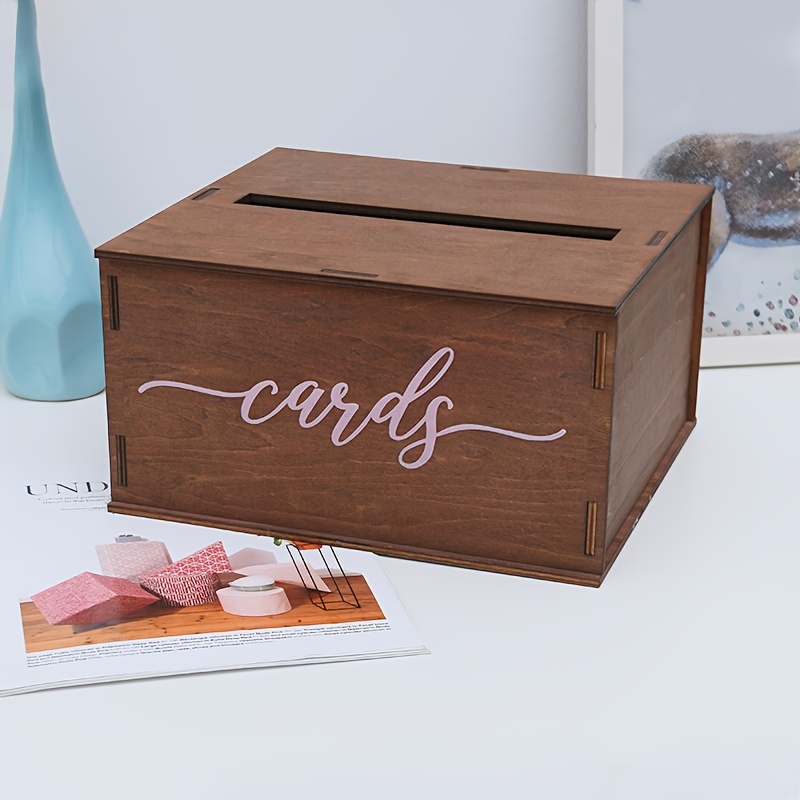  Darware Caja de madera para tarjetas de boda para recepciones  (marrón), caja decorativa de madera rústica para cumpleaños, duchas,  graduaciones y más : Hogar y Cocina