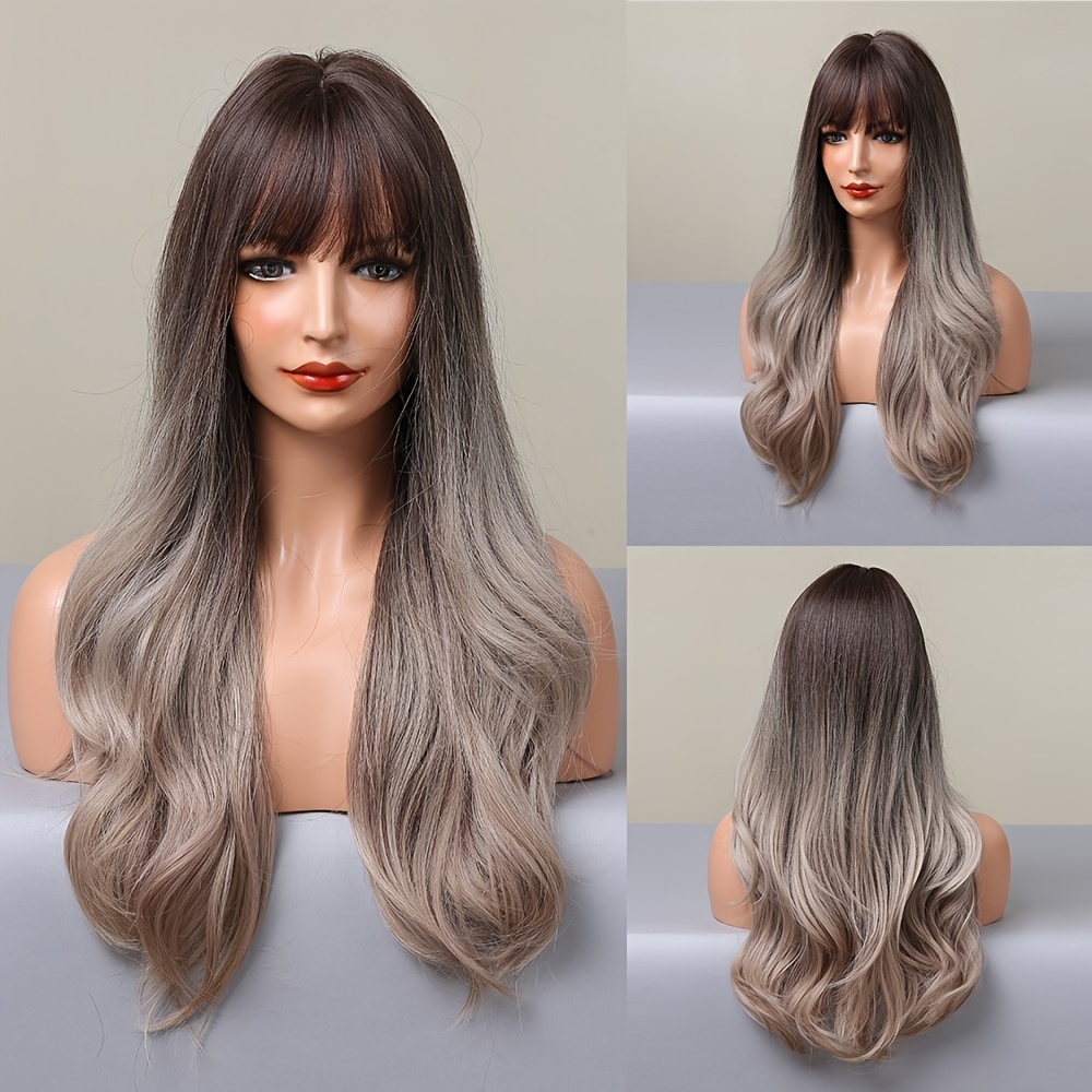 Heat Resistant Body Wave Hair Wig With Bangs For Women - Temu
