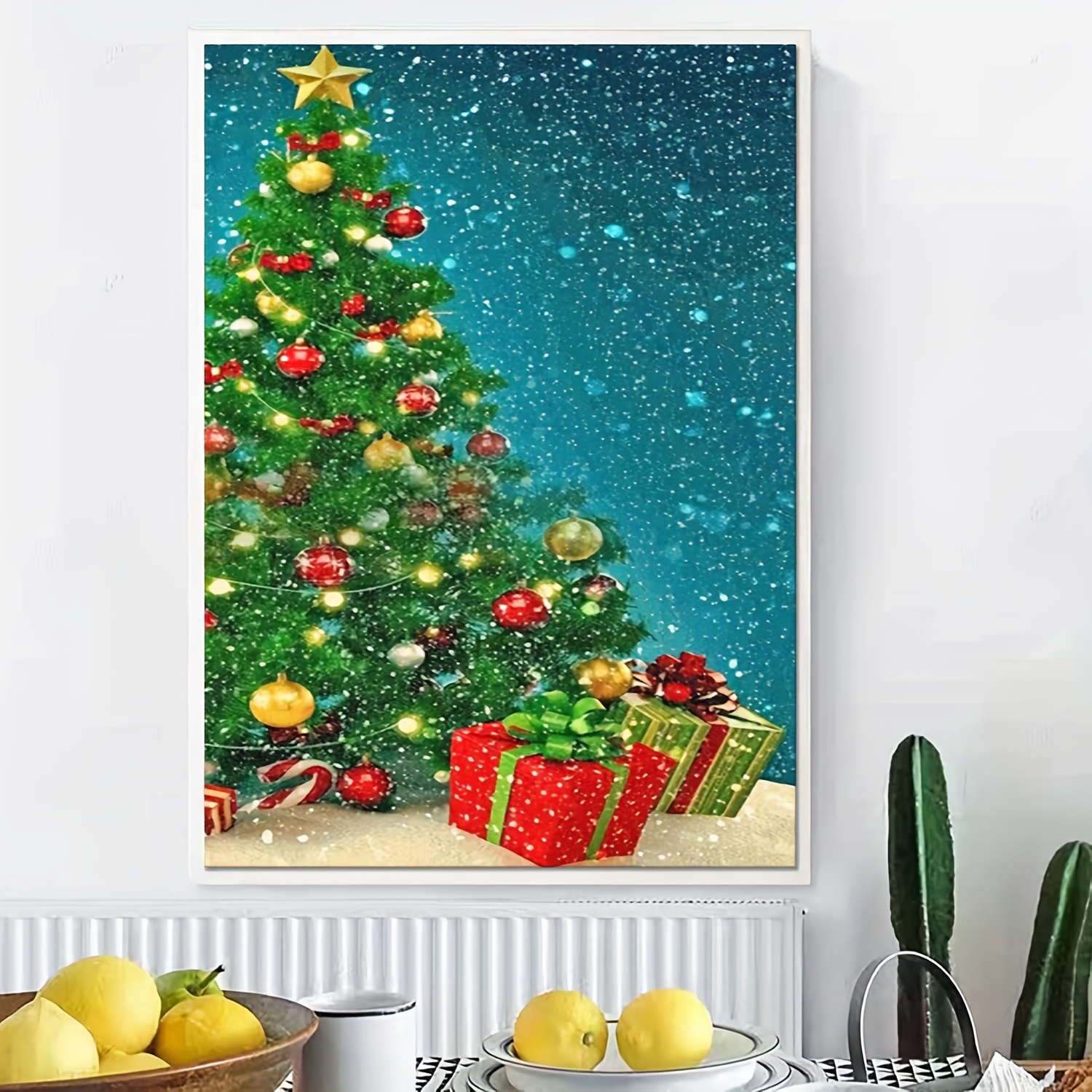 5D Diamond Painting Green and Gold Christmas Ornaments Kit