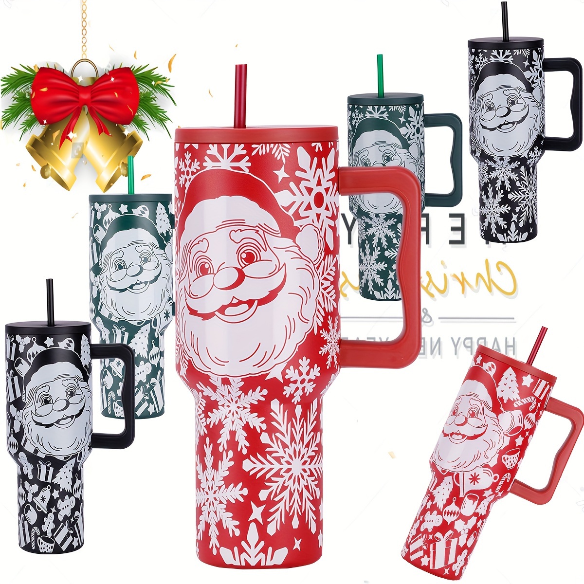 Santa Cups Travel Tumbler, Sakura Train Christmas& New Year Travel Tumbler  With Handle And Straw, 18/10 Stainless Steel Insulated Cup, Leakproof  Sports Water Bottle, Christmas Gift, Birthday Gift, New Year Gift - Temu