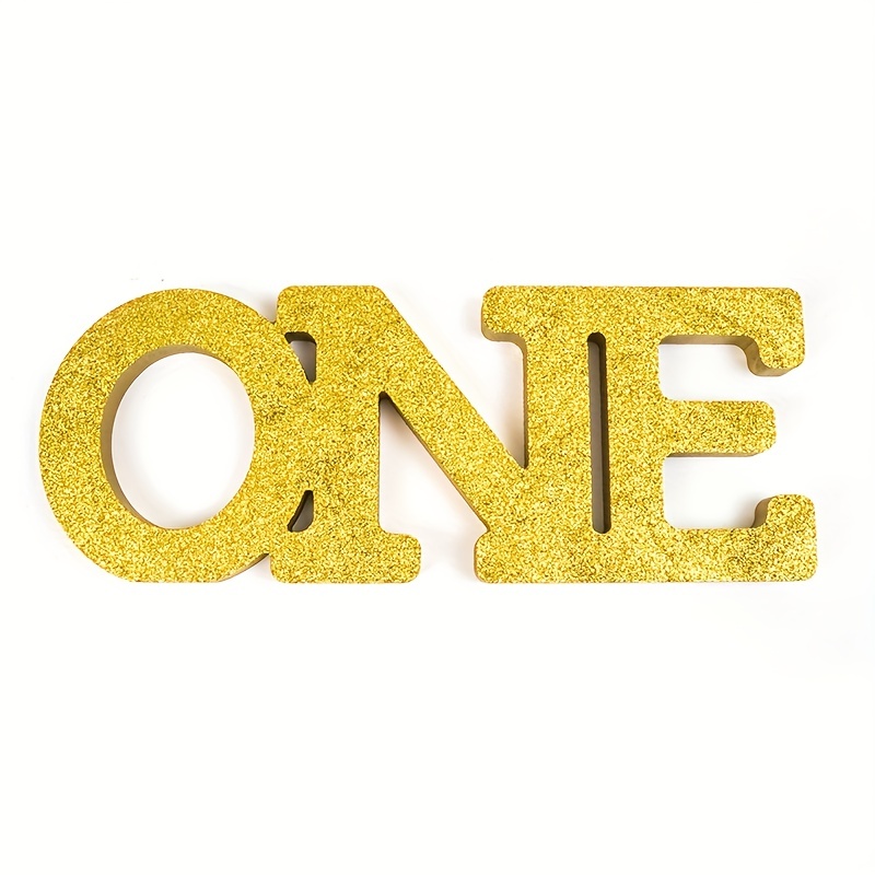 Letter Sign Glitter One Sign Golden Glitter Birthday Party - Temu