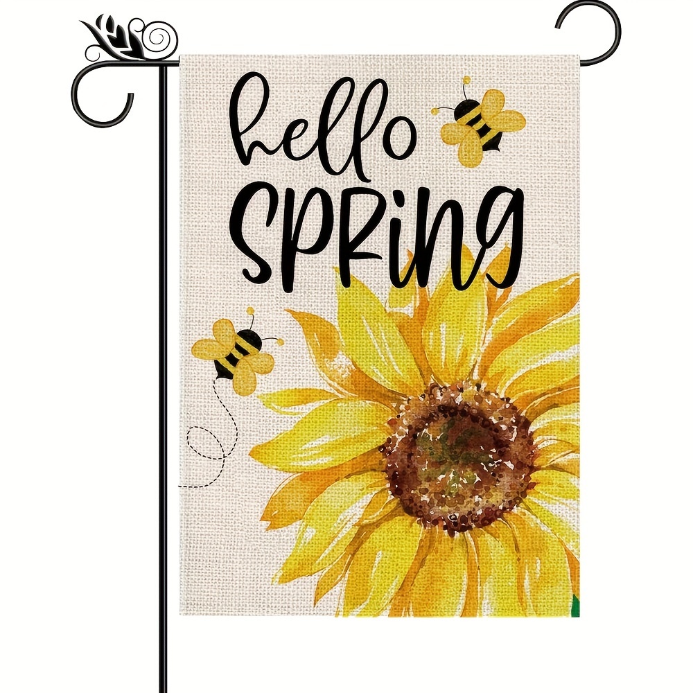 Spring Garden Flag Sunflower Bee Hello Spring Vertical - Temu Australia