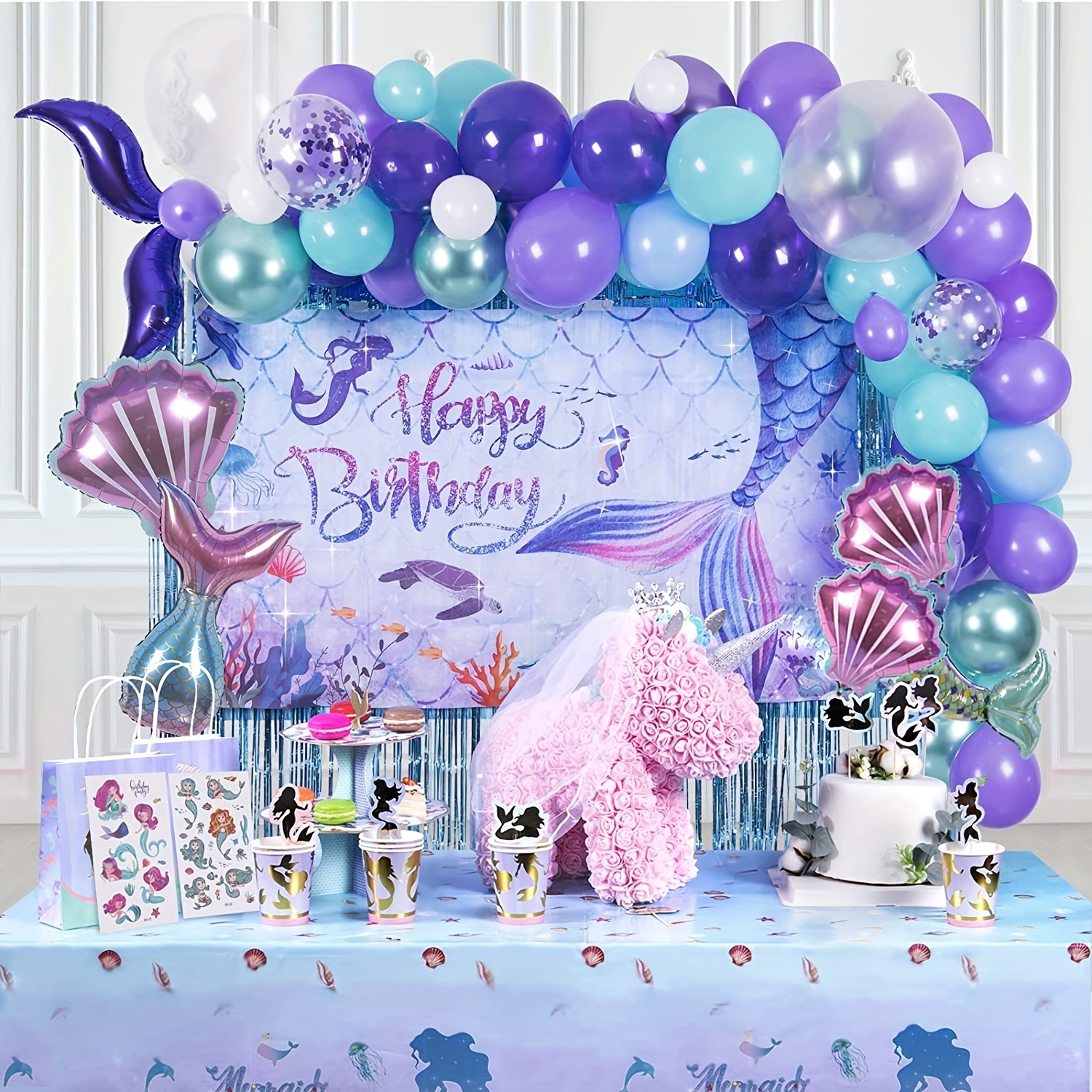 79pcs Mermaid Theme Birthday Decorations Mermaid Party Balloon