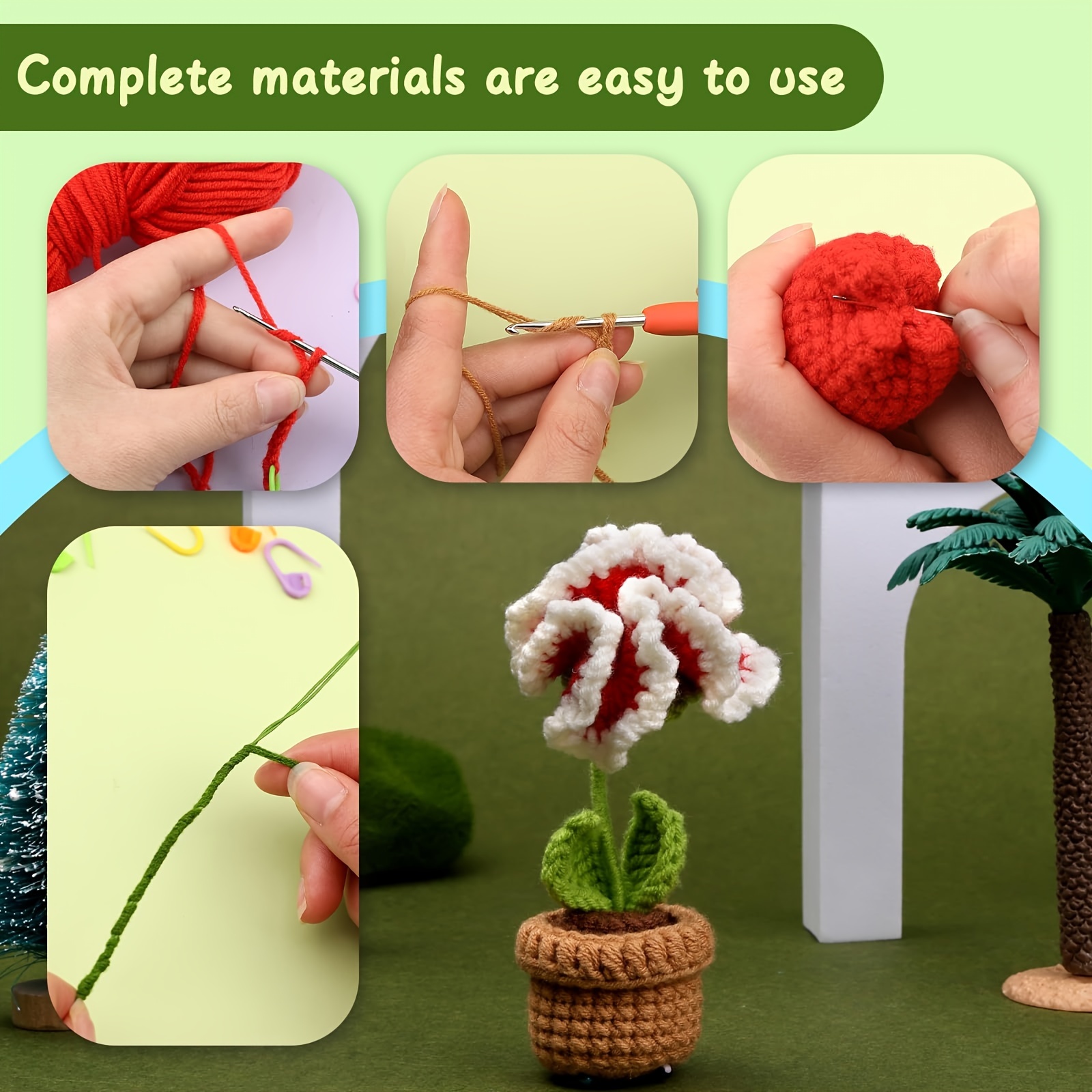 Crochet Material Package Hand made Diy Yarn Potted - Temu