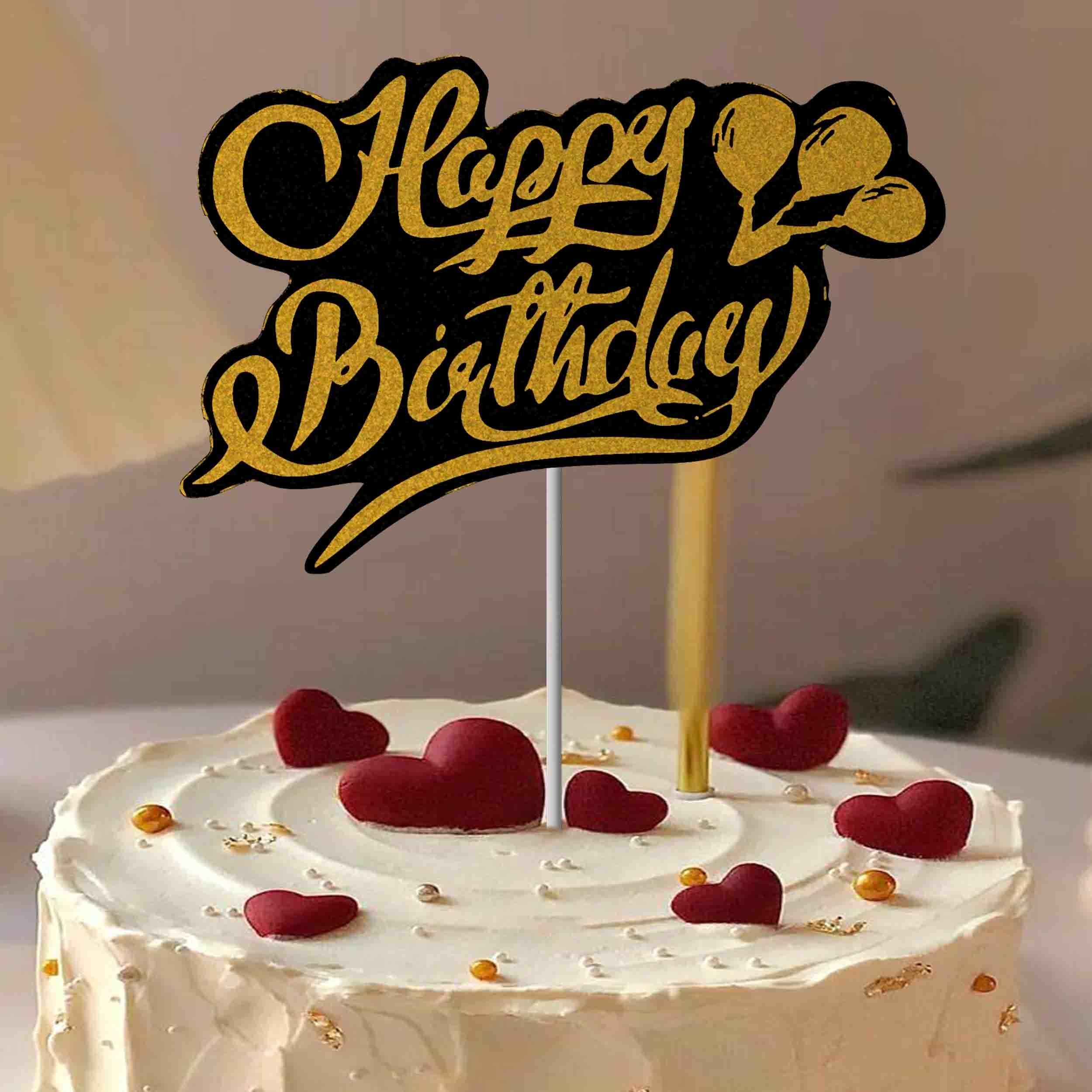 Cake Topper à gâteau Happy Birthday Noir à 2,99 €