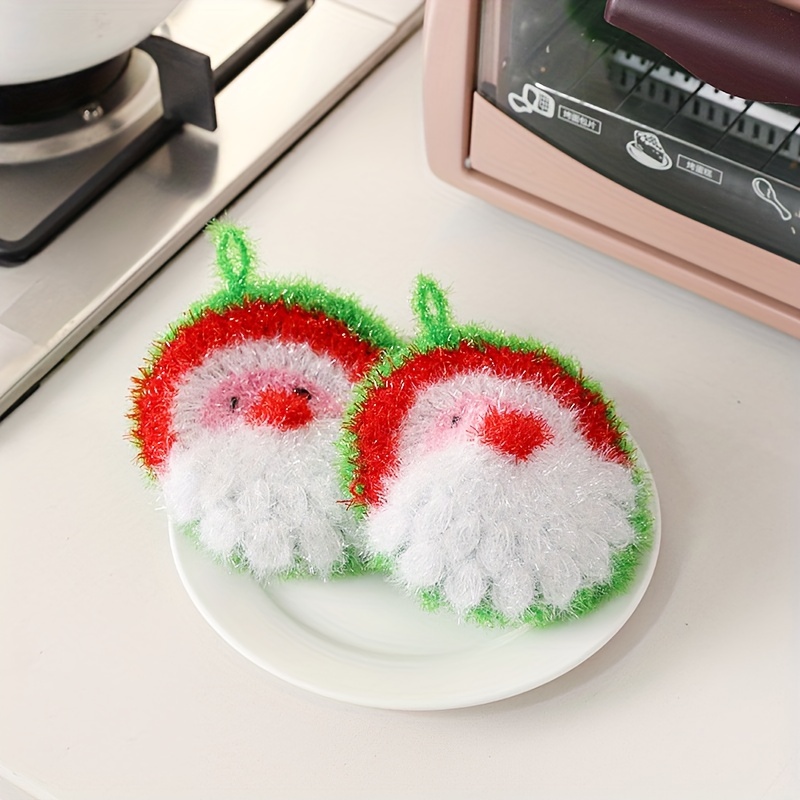 2Pcs Dish Sponge Christmas Themed Kitchen Cleaning Scrub Sponges