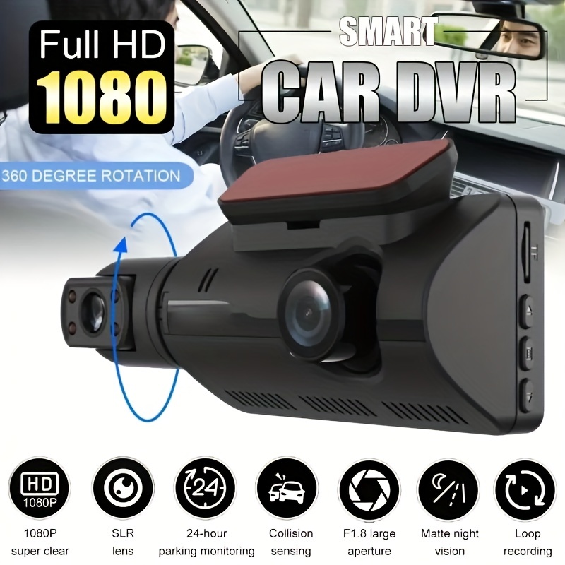 3 '' Double Objectif Voiture Dvr Dash Cam Enregistreur Vidéo G-sensor 1080p Caméra  Avant Et Intérieure - Automobile - Temu