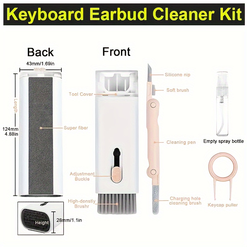 7 in 1 Computer Keyboard Cleaning Brush Set Earbuds Cleaning Pen Wireless  Bluetooth Headset Charging Box Electronics Keyboard Cleaning Tools Cleaner  Keycap Puller Kit (Blue) 