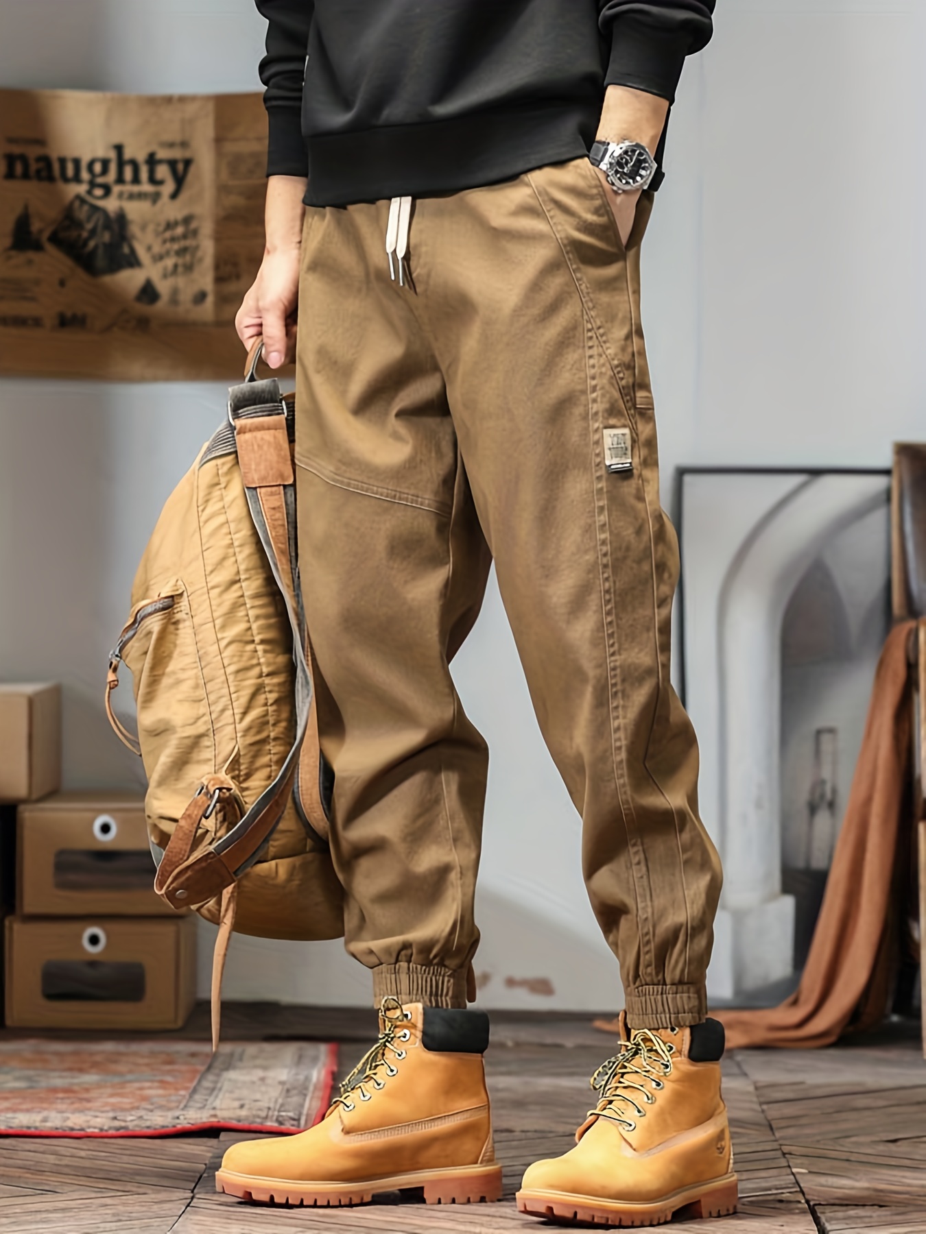 Pantalones Jogger Moda Sueltos Vintage Cordón Hombre - Temu Chile