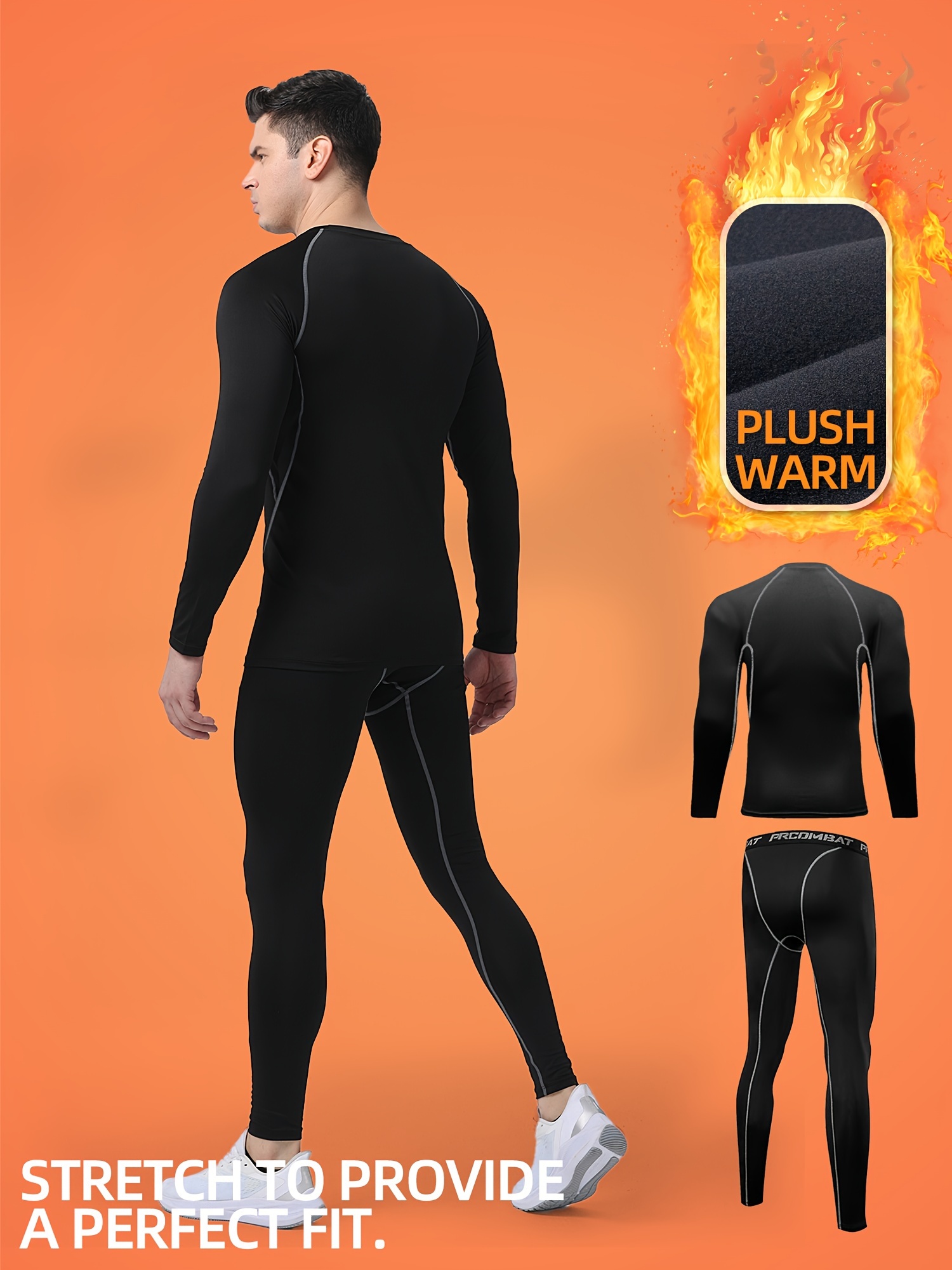 Thermal Underwear Men's Quick Dry Fleece Compression Shirt - Temu Canada