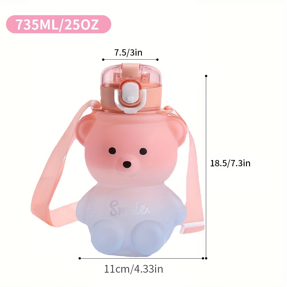 1pc 1000ml pink large capacity PC water bottle,portable cute bear