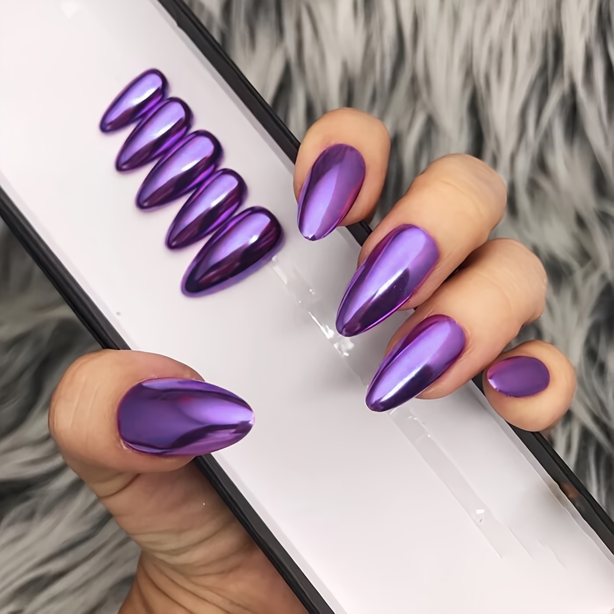 Matte French Purple Glossy Press Nails Flower Designs - Temu Hungary