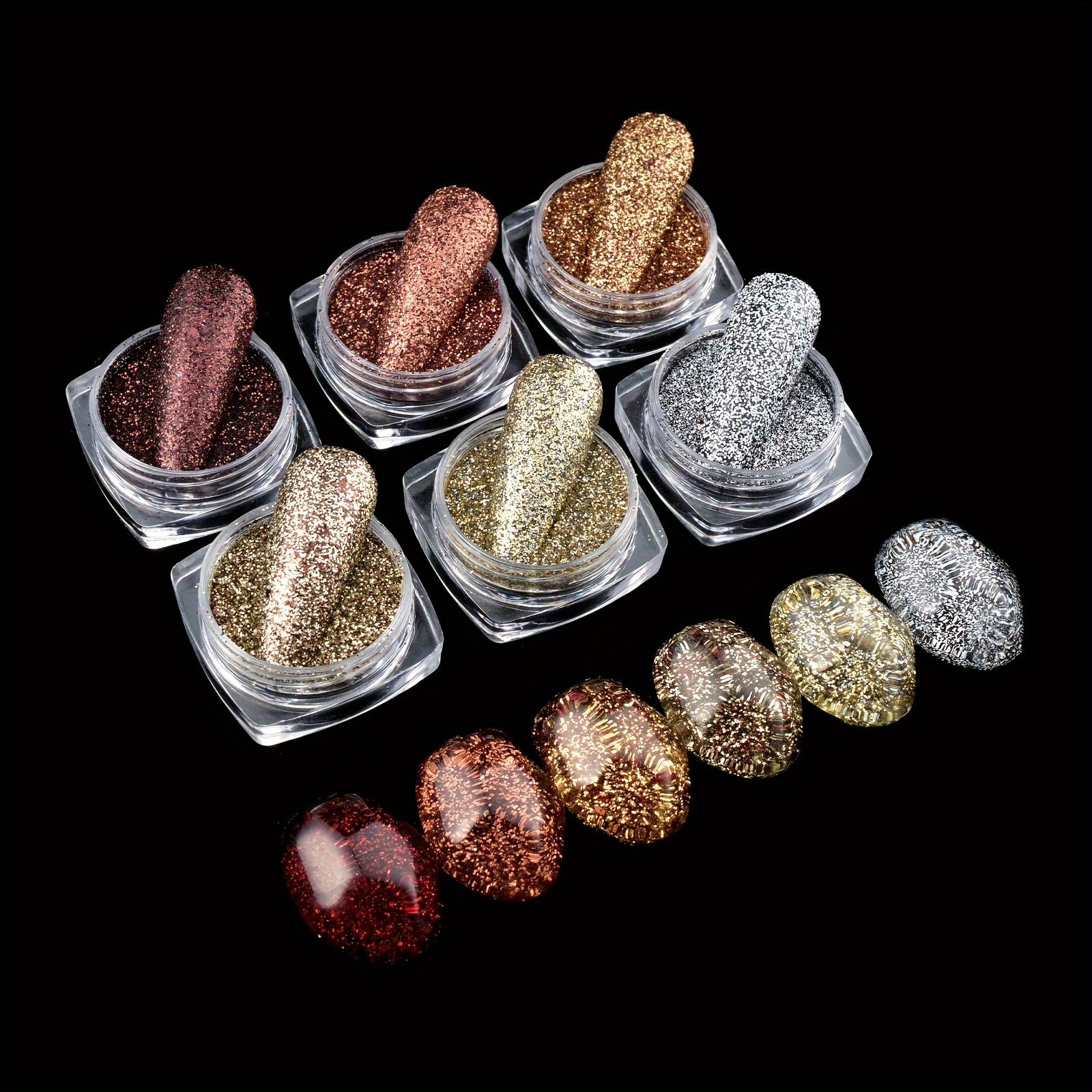 Hsmqhjwe Holographic Glitter Powder Diamond Bengdi Colors Shattered Powder Powder 6 Art Diamond Nail Christmas Jewels for Crafts, Size: As Description