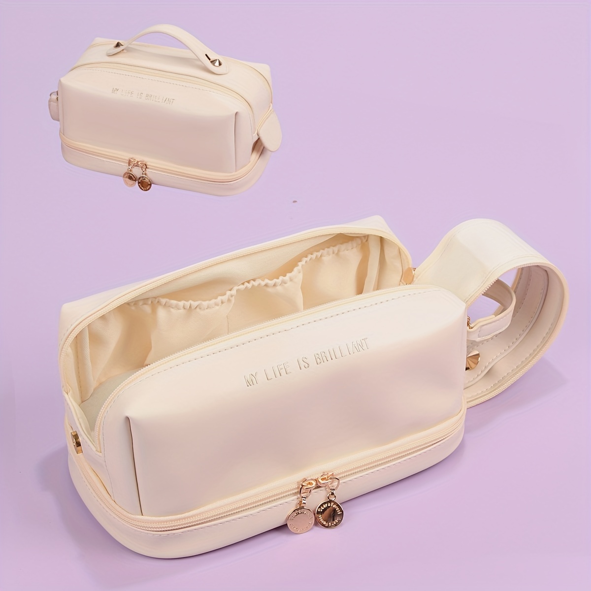 Travel Makeup Bag Large Capacity Double Layer Cosmetic Bag
