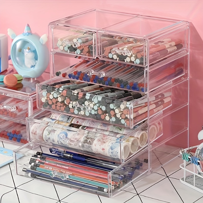 Clear Makeup Storage Organizer Drawers Acrylic Large Makeup Organizer  Cosmetic Display Case Stackable Storage Box with