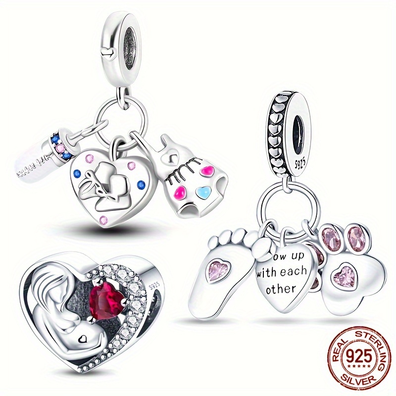 100 925 sterling silver best mom heart shape charms pendant fit original bracelet diy jewelry making gift for mum mother s day