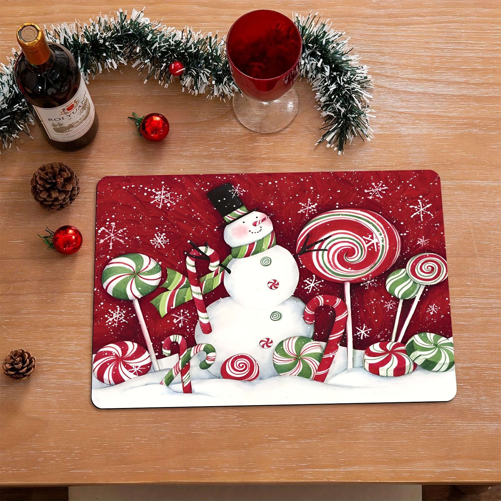 Dish Drying Mat for Kitchen Counter,Christmas Snowman Tree Gift
