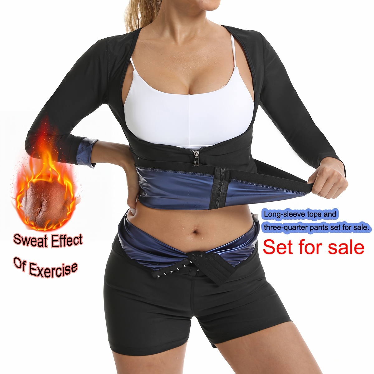 1 Zipper Full Body Shaper Sweat Sauna Suit Women Sweat - Temu Canada