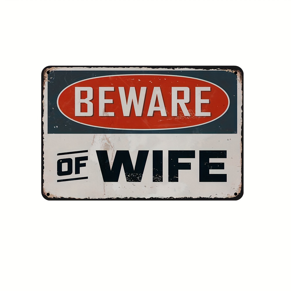 beware wife vintage metal tin sign vintage plaque decor - Temu Portugal