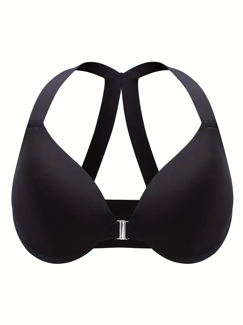 Plus Size Front Closure Bras For Women, Comfortable T-Shirt Bra, Sexy Racer  Back Design, Ultra Soft And Lightweight, Women's Lingerie, Underwire