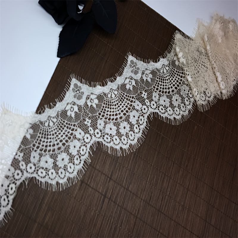 Chantilly French Lace Trim, Scallops Lace, Flowers, 8 wide