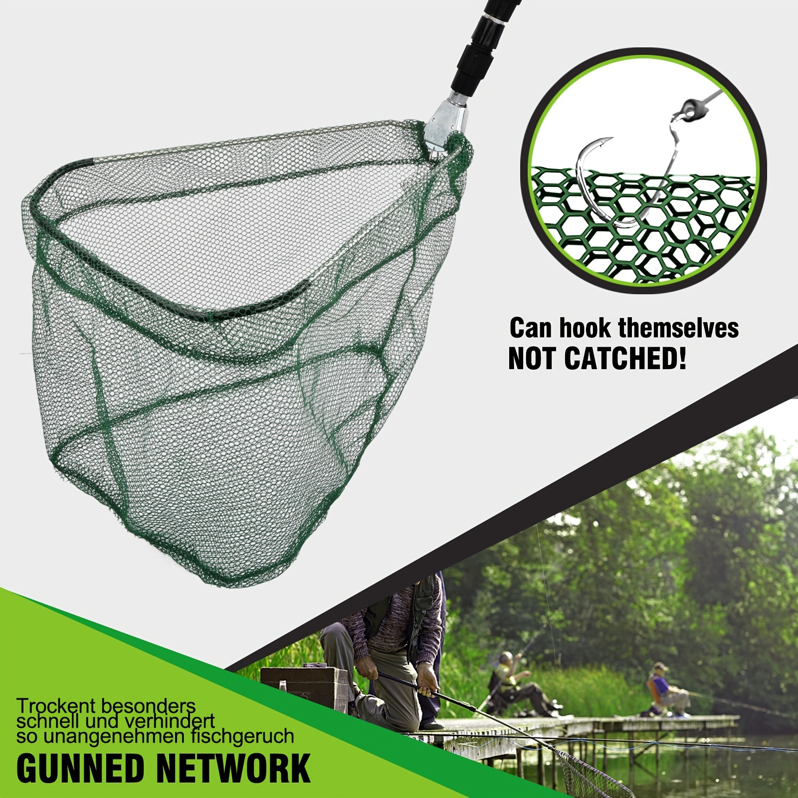 Foldable Triangular Fishing Landing Net Long Handle - Temu