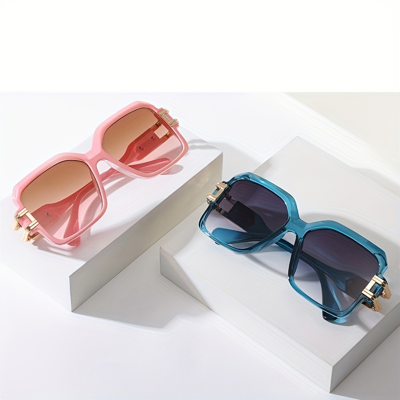2023 New Thick Frame Sunglasses Fashion Square Frame Sunglasses Personality Large Frame Men's Sunglasses Gift Mirror Box Mirror Cloth,Temu