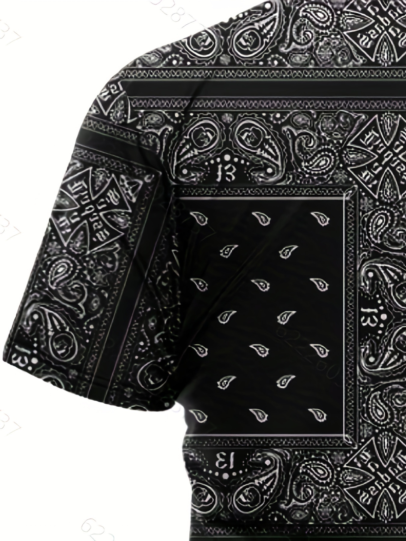 Bandana Print, Men's Outfits, Casual Crew Neck Short Sleeve T