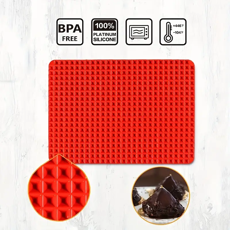 1pc silicone baking mat 16 11in pan non stick cooking mat bpa free sheet for oven large size mat for barbeque roasting pastry baking and microwaves refrigerators red 3