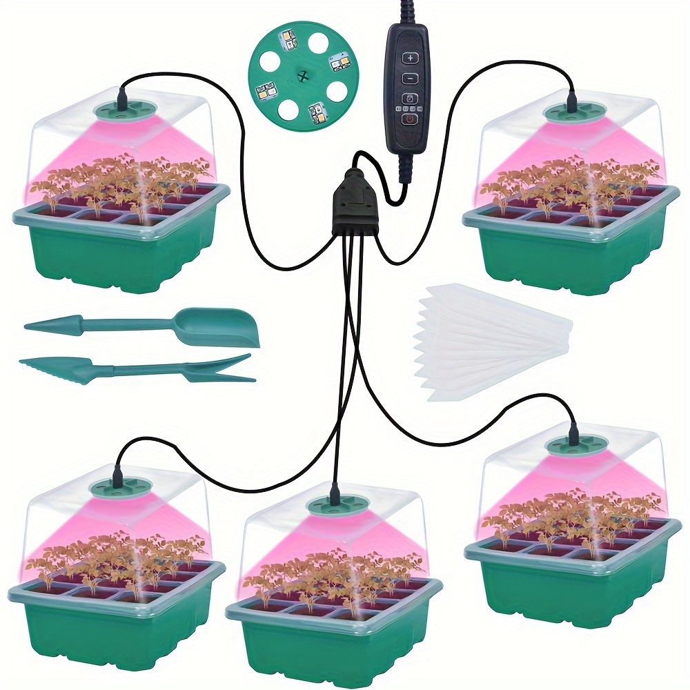 Plateau de démarrage de graines avec lumière, kit de démarrage de graines  6pcs avec lumière de croissance