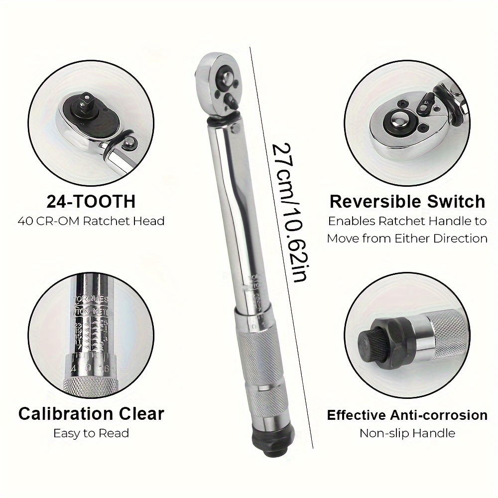 1pc Adjustable Torque Wrench 1 4'' Drive Spanner Hand Tool Car Bike Motorbike
