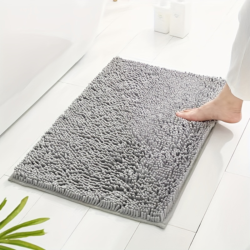 Water Absorbent Bath Mat - Soft Bathroom Rugs Non-Slip Set Decor Quick  Drying Thick Shaggy Chenile Shower Carpet for Toilet Tub Kitchen  Decorations