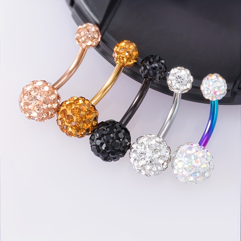 Stylish Navel Belly Ring Rhinestone Button Bar Barbell Body Piercing  Jewelry