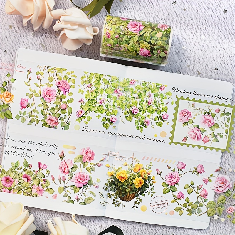 Flower Crystal Pet Tape Floral Transparent Decorative - Temu