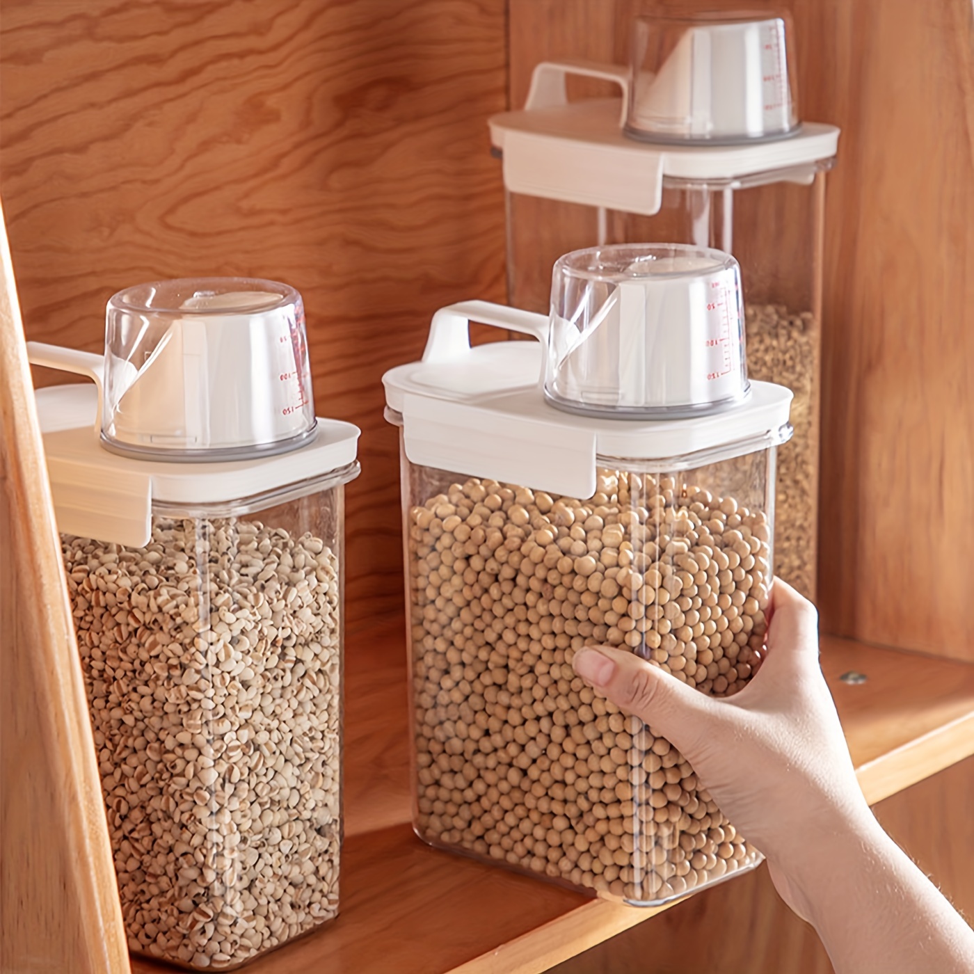 1pc Portable Plastic Food Storage Box, Clear Cereal Storage