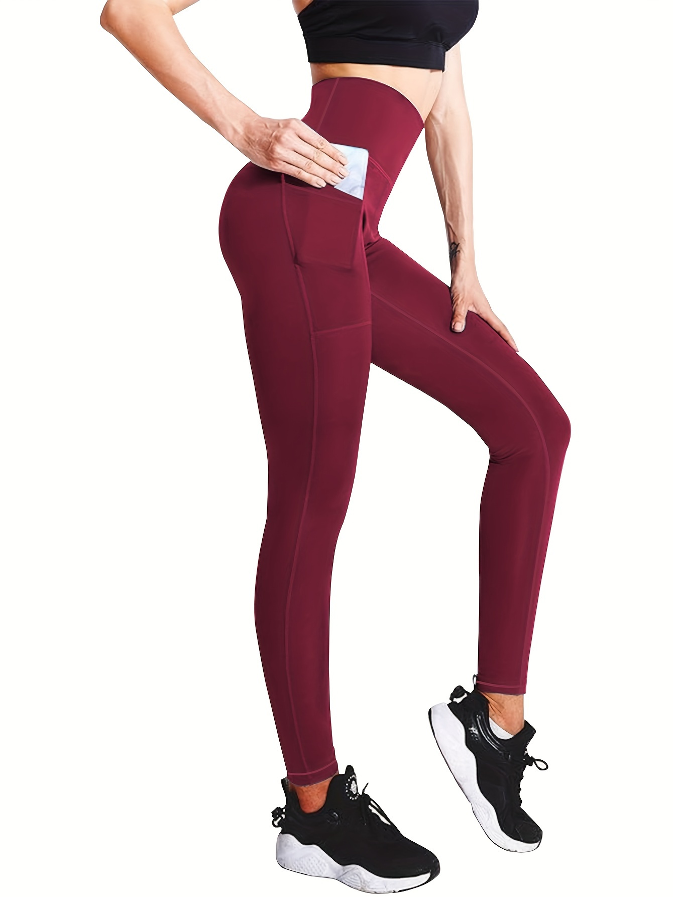 Compression Pants with Pockets  Full Length Tummy Control Workout Leggings