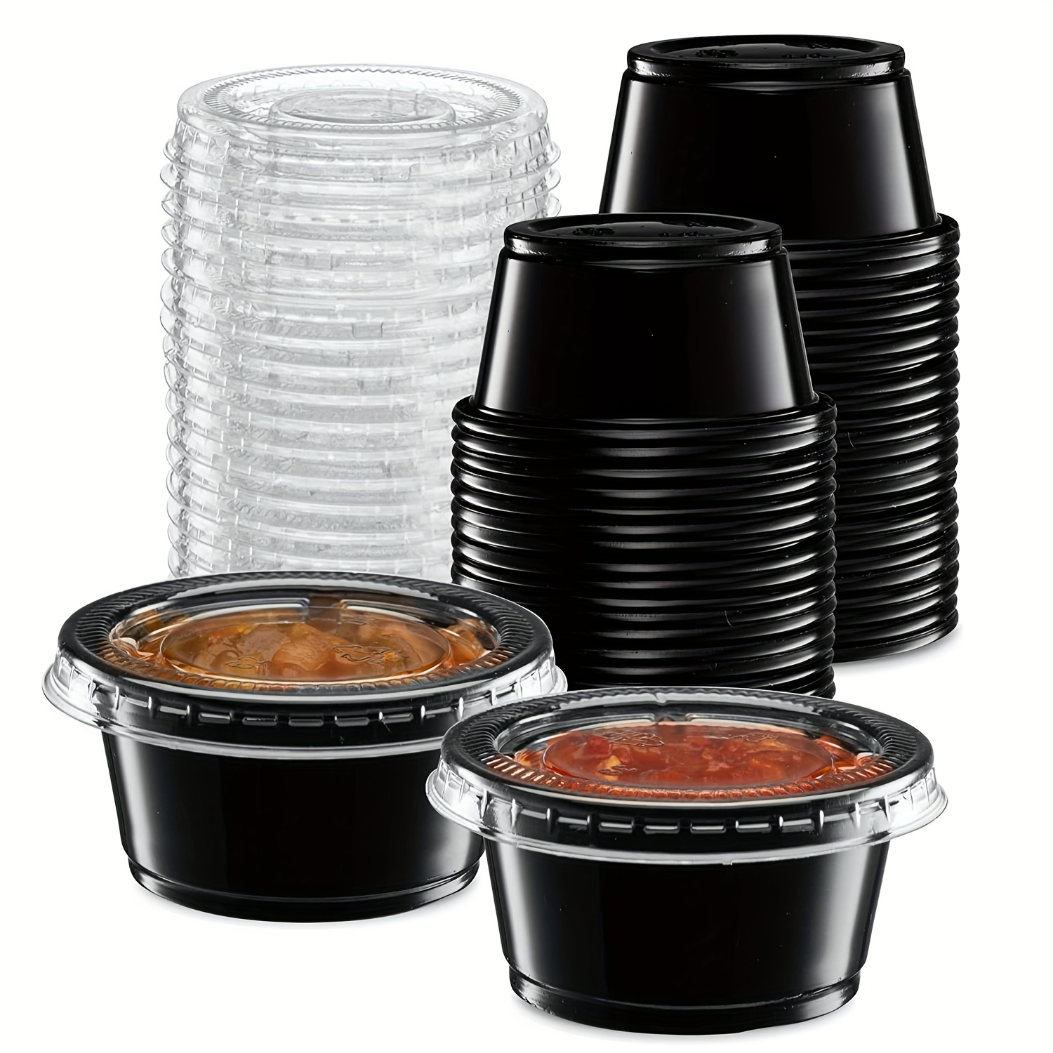 [250 Pack] 1 oz Portion Cups with Lids- Small Condiment Containers for  Salad Dressing, Condiments, Salsa & Dipping Sauce, Souffle, Slime, Sample