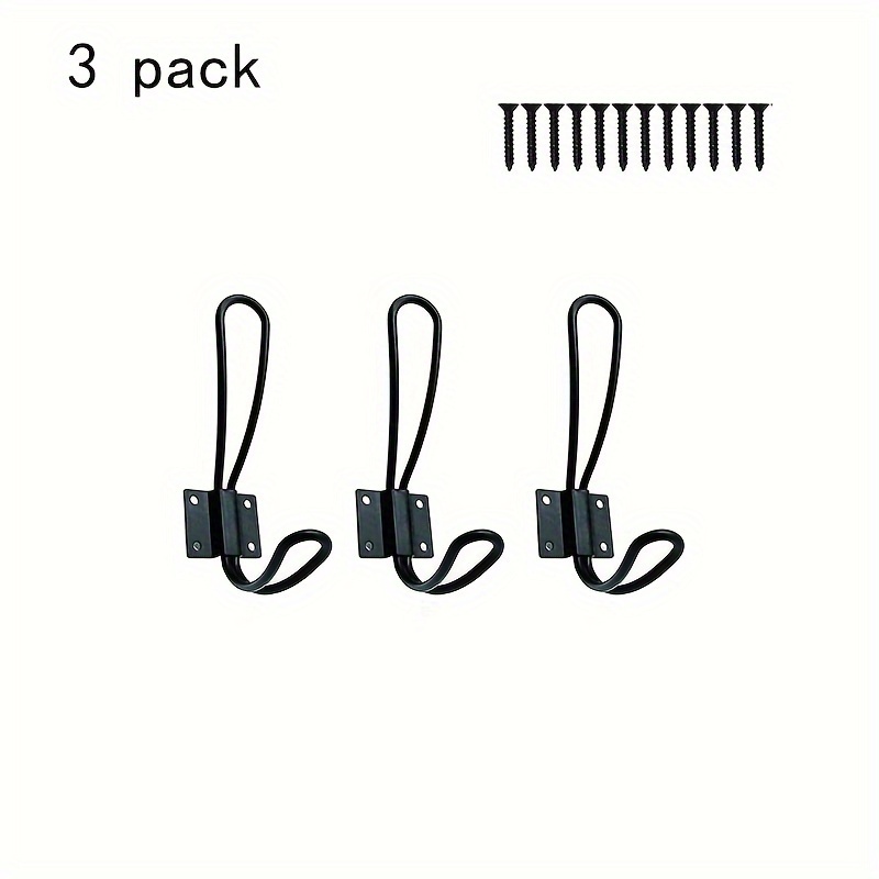 Rustic Entryway Hooks-3 Pack Farmhouse Hooks with Metal Screws Included,  Black Decorative Wall Mounted Rustic Coat Hooks Rack, Double Vintage  Organize
