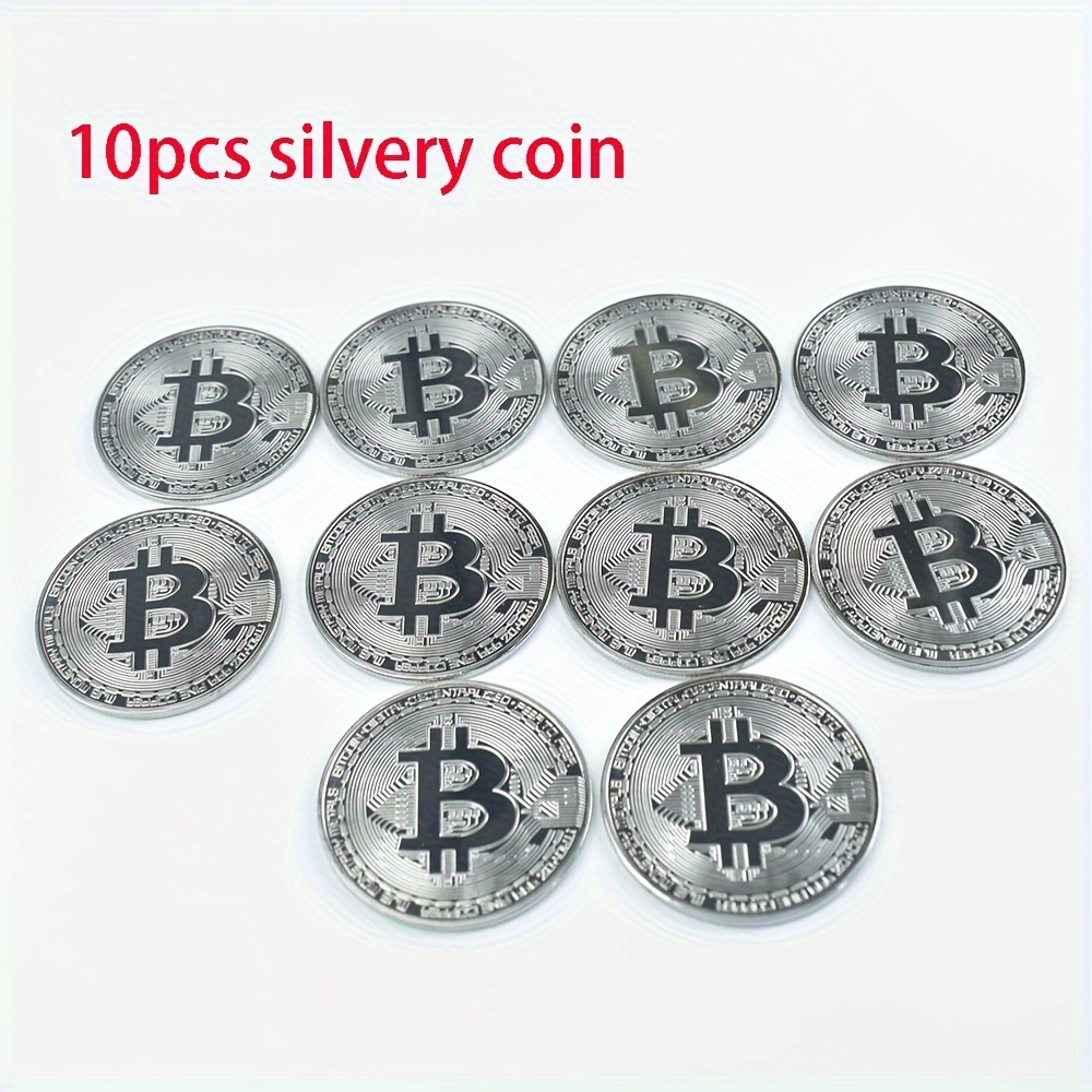 10pcs 40mm 1 57inch golden silvery metal bitcoin commemorative coin virtual currency collectibles details 6