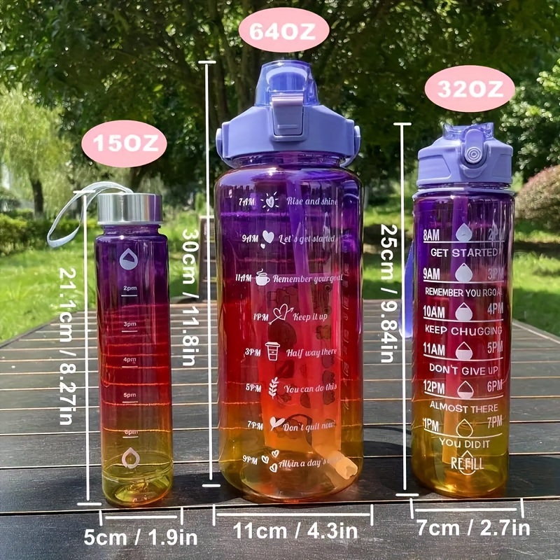 Sports Water Bottles With Push Button Motivational Water - Temu