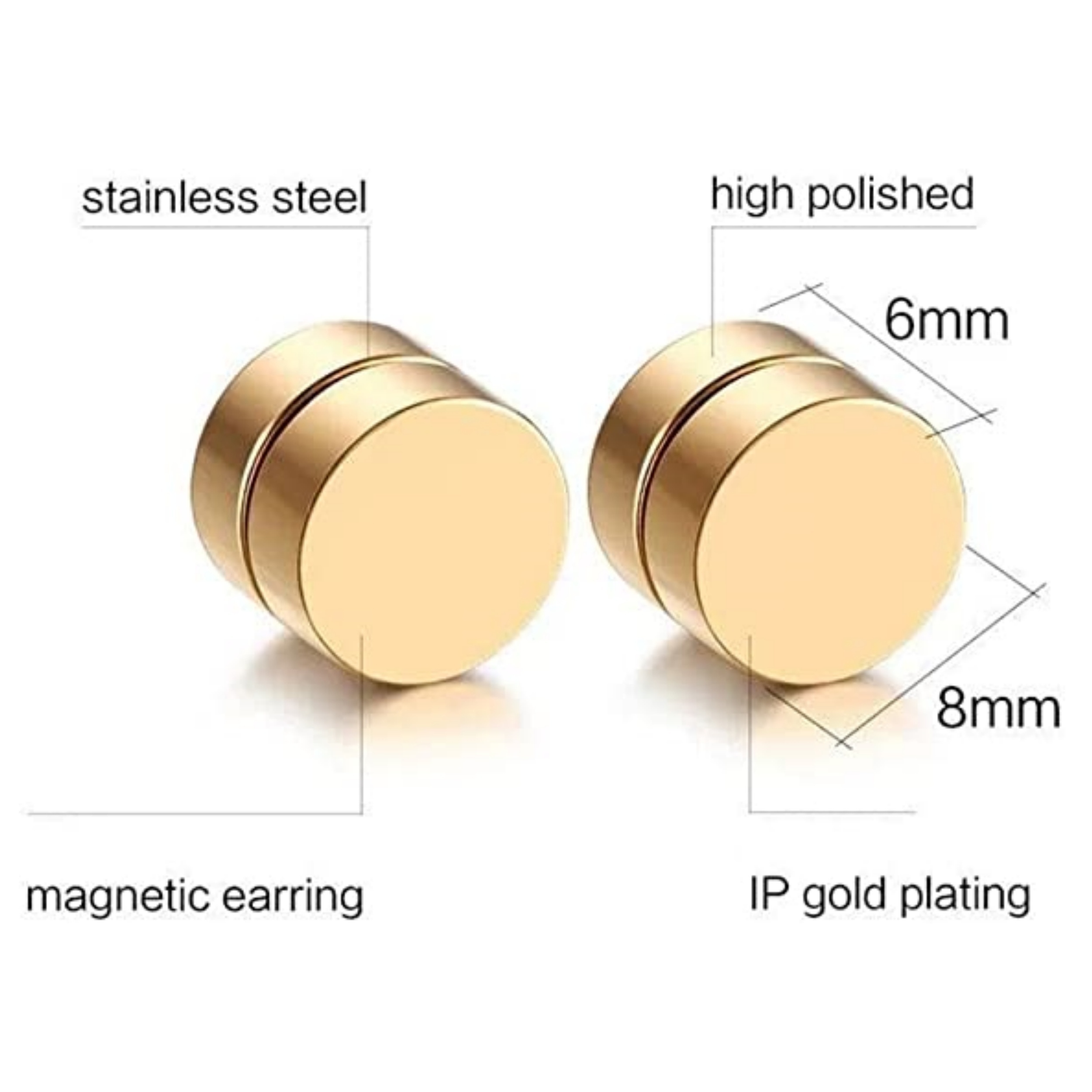 Magnetic Stainless Steel Non Pierced Earrings For Men Magnet - Temu