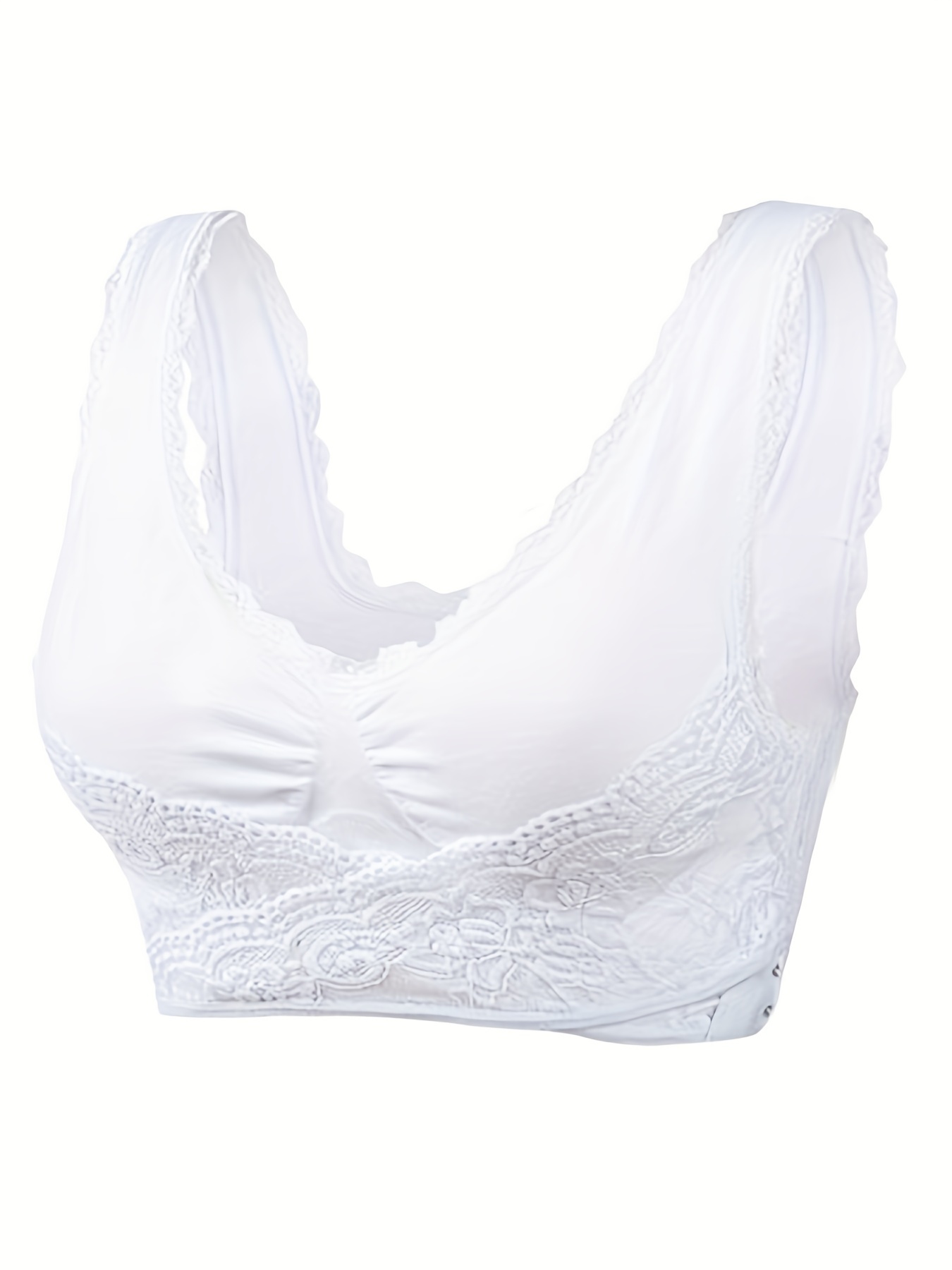 Front Cross Side Buckle Wire Free Lace Bra Lift up Soft Breathable Sport