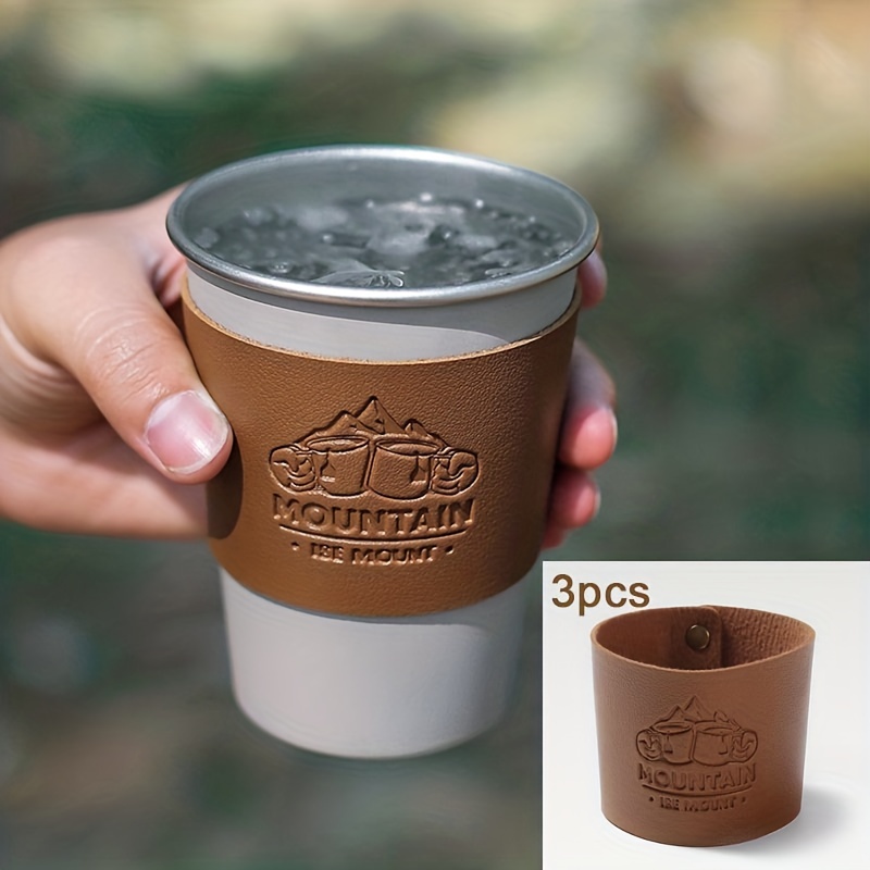 1/3/4pcs Coffee Cup Sleeves Reusable Leather Coffee Cup Holder With Handle  Portable Insulated For