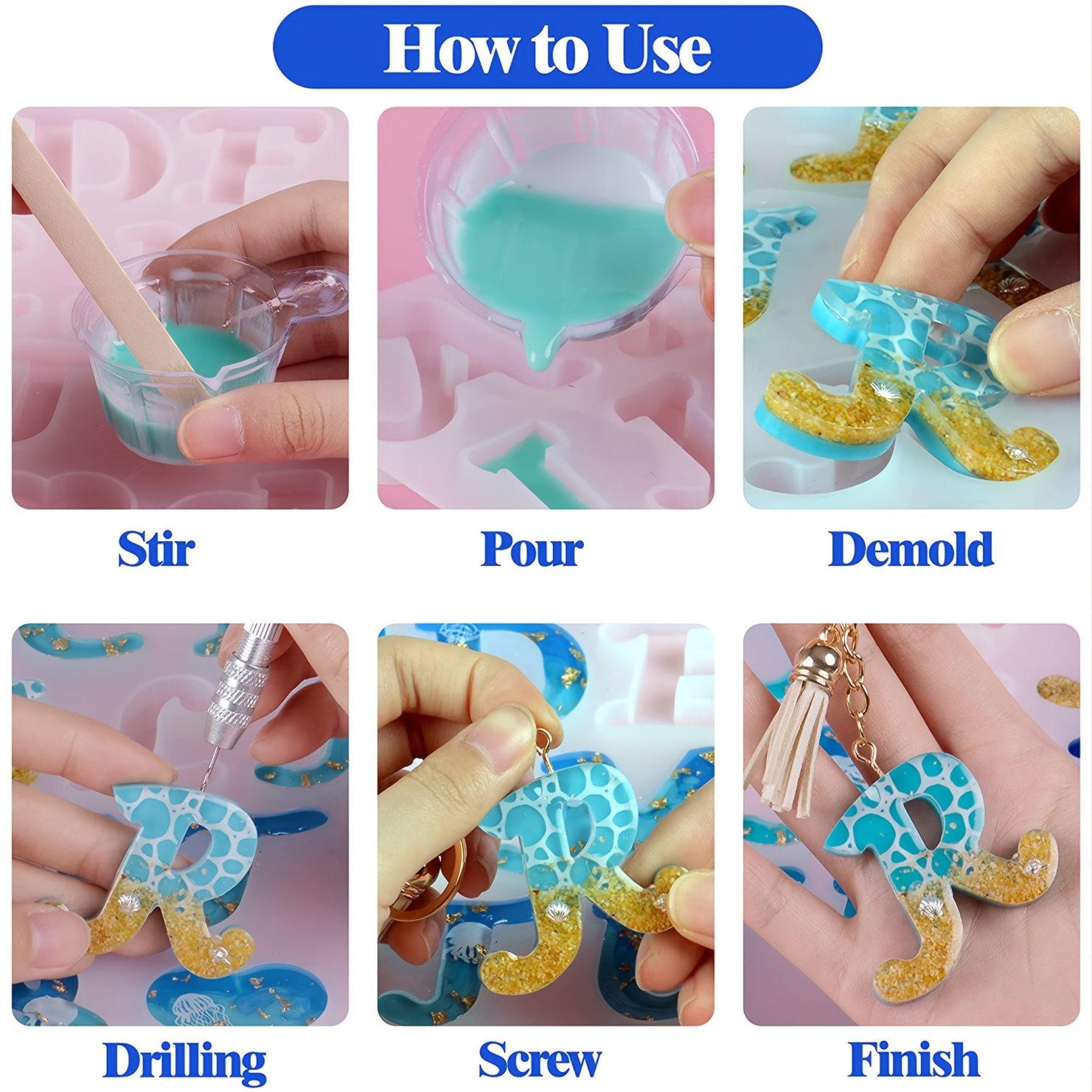 Lurrose 48 Pcs Keychain Mold Resin Molds for Charm Making Lets Resin Molds  Dice Molds Pendant Resin Molds Circle Silicone Mold Silicone Molds for