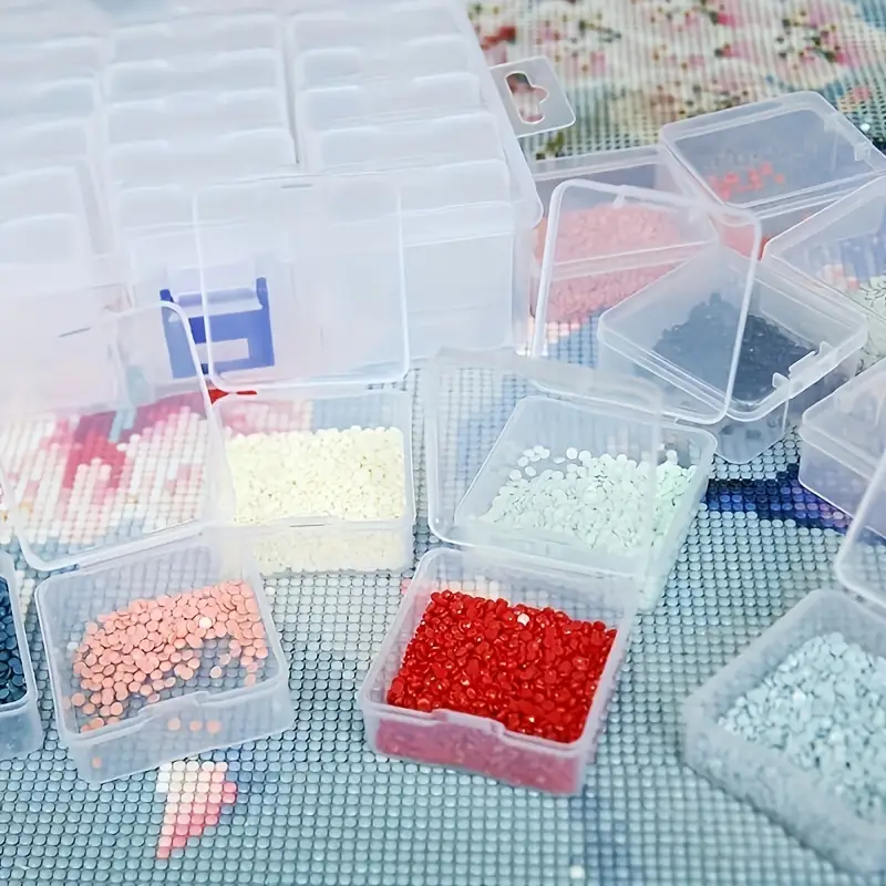 8pcs Transparent Plastic Square Box, Clear Storage Case With Hinged Cover,  Small Beads Storage Organizer For Diy Crafts, Small Storage Containers For