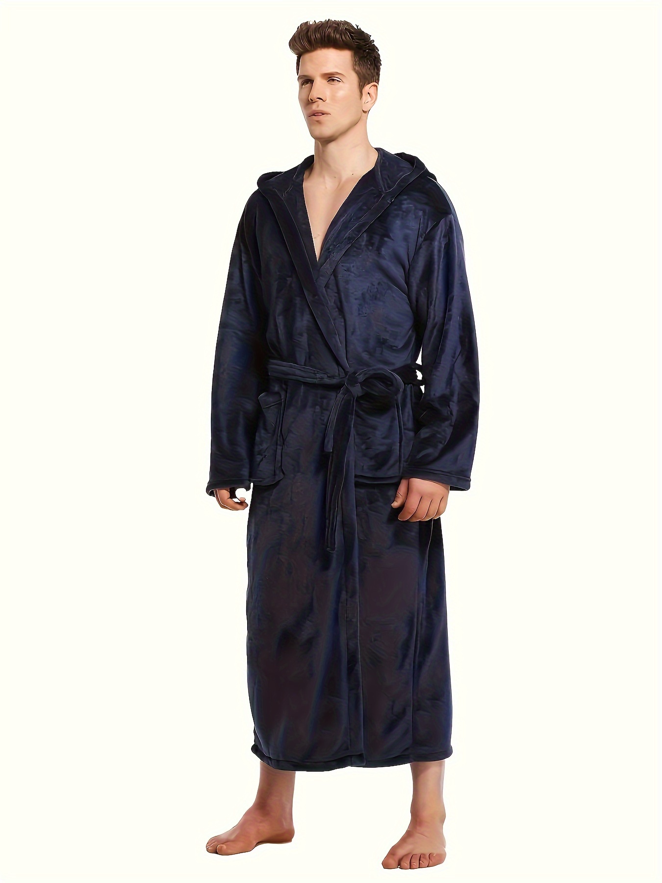 Autumn Winter Warm Long Thick Robe Men's Simple Shawl - Temu