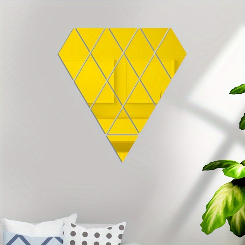 Pegatinas de espejo 3D de 10/17/32/58 piezas, triángulos acrílicos,  diamantes autoadhesivos, pegatinas de espejo de pared DIY para sala de  estar, decoración del hogar - AliExpress