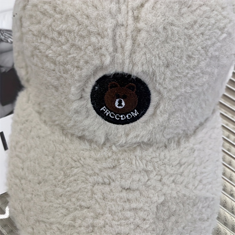 Bear Embroidery Fleece Baseball Ears Solid Color Plush - Temu